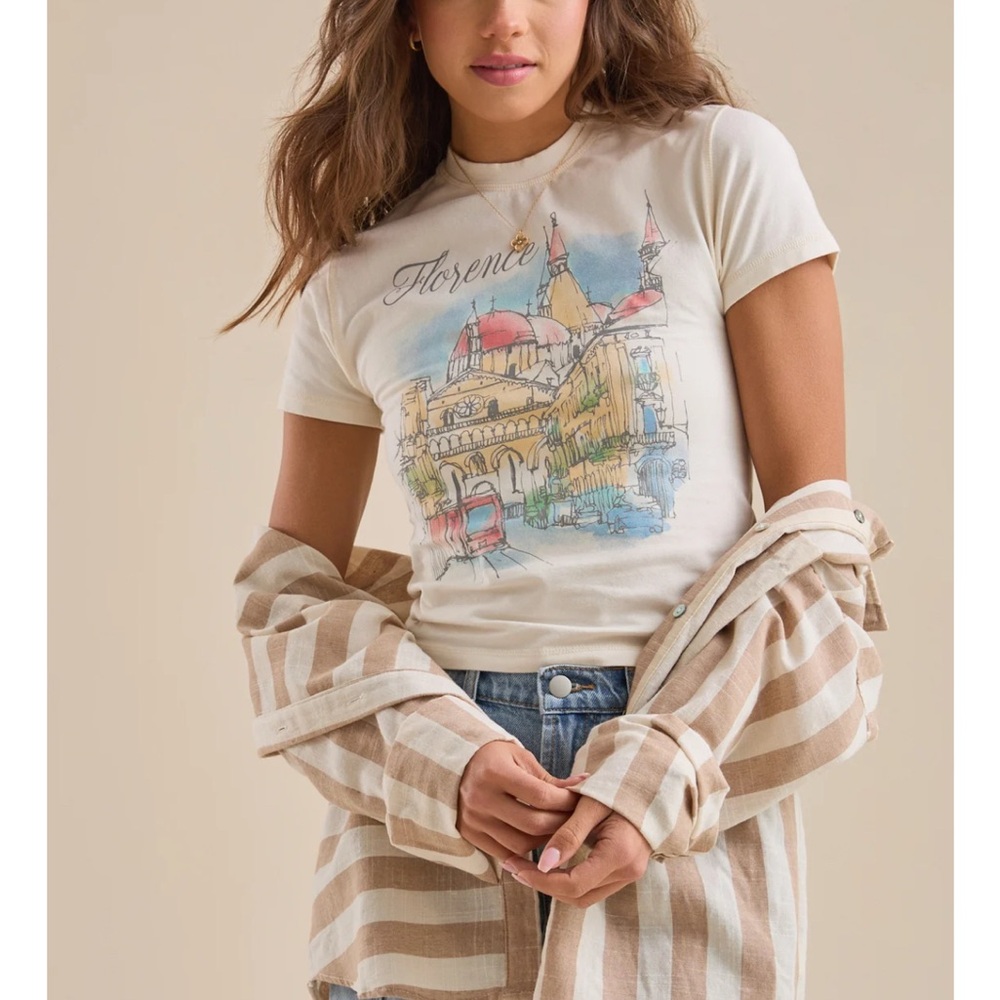 Altar'd State Florence Graphic Tee - Cream